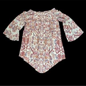 love, Fire Off Shoulder Floral Dress W/ Bell Sleeves Size XSmall